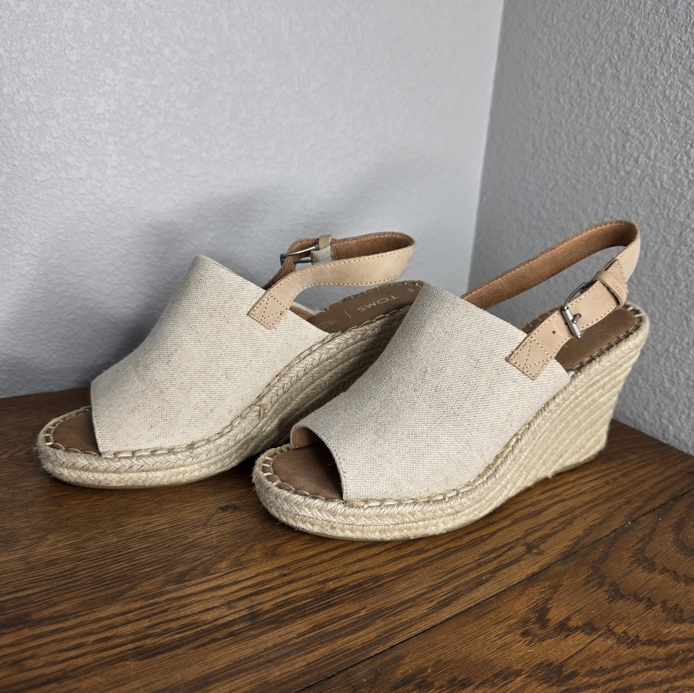 Women's Cream Espadrille Wedge Sandals